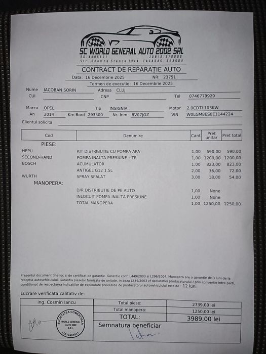 Vand Opel Insignia Combi