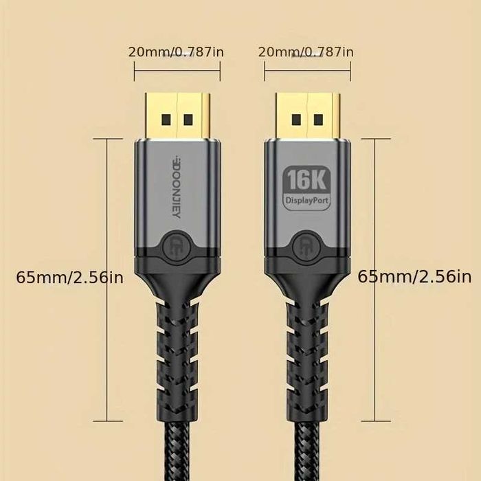DP2.1*16K/60Hz Кабел за Телевизор 80Gbps трансфер 8К/120Hz-RTX4090/PS5