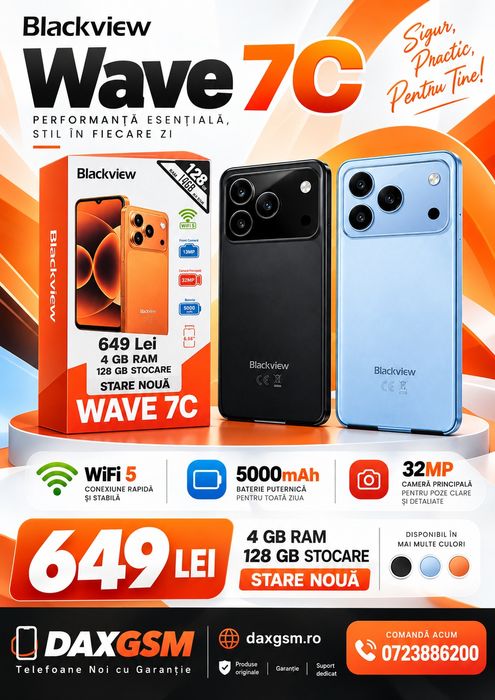 Blackview Wave 7C, 4/128 GB, Sigilat, Garanție