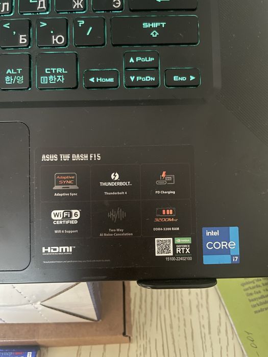 Notebook Asus Tuf Dash F15 fx516/i7 - 11370H/RTX - 3060TI/ram - 24 gb