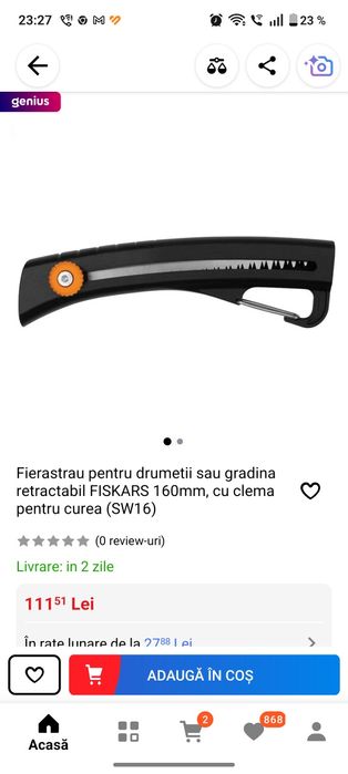 Fierastrau retractabil FISKARS SW16 Solid, otel, negru gradina taiat