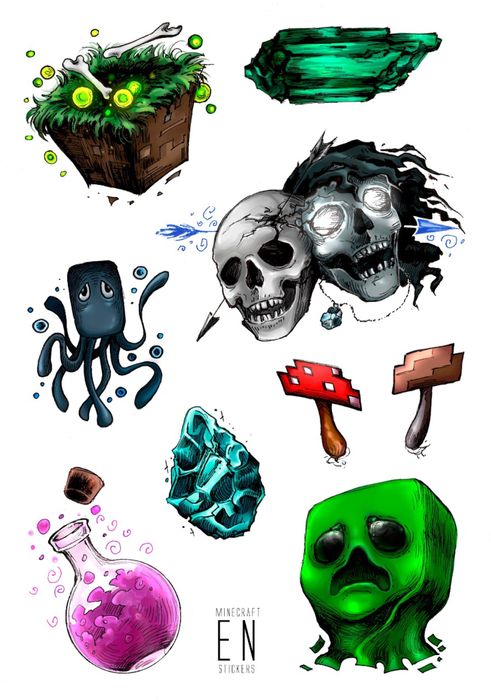 Наклейки набор MINECRAFT (стикер пак)