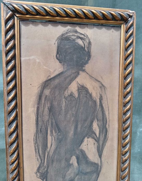 Tablou vechi - nud cu spatele - semnat Sandor Moric 1911