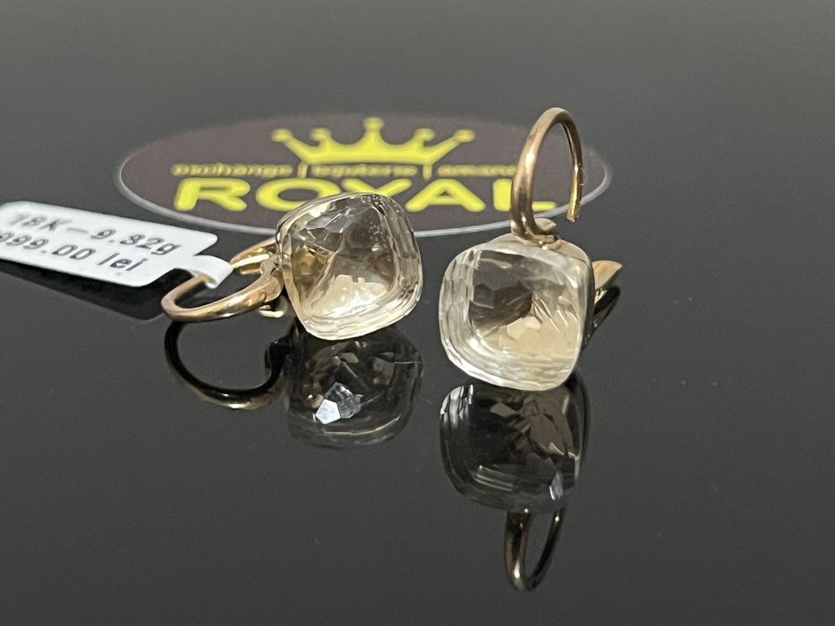 Bijuteria Royal CB : Cercei aur 18K 9,32 grame topaz incolor