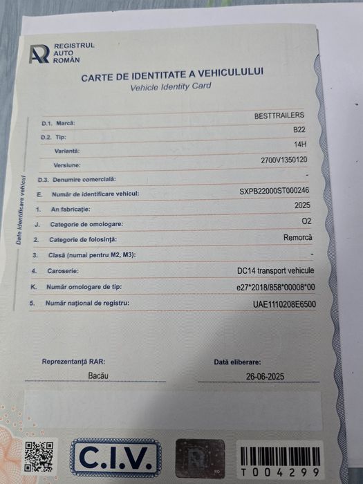 Auto platforma Besttrailers 2700kg,incarcare 2000kg
