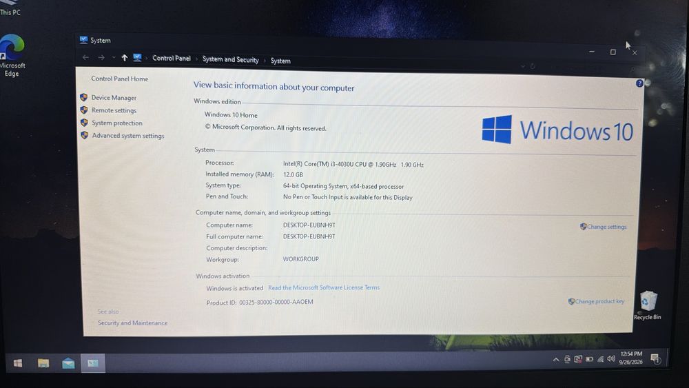 Laptop Acer i3 quad SSD 256 12GB RAM
