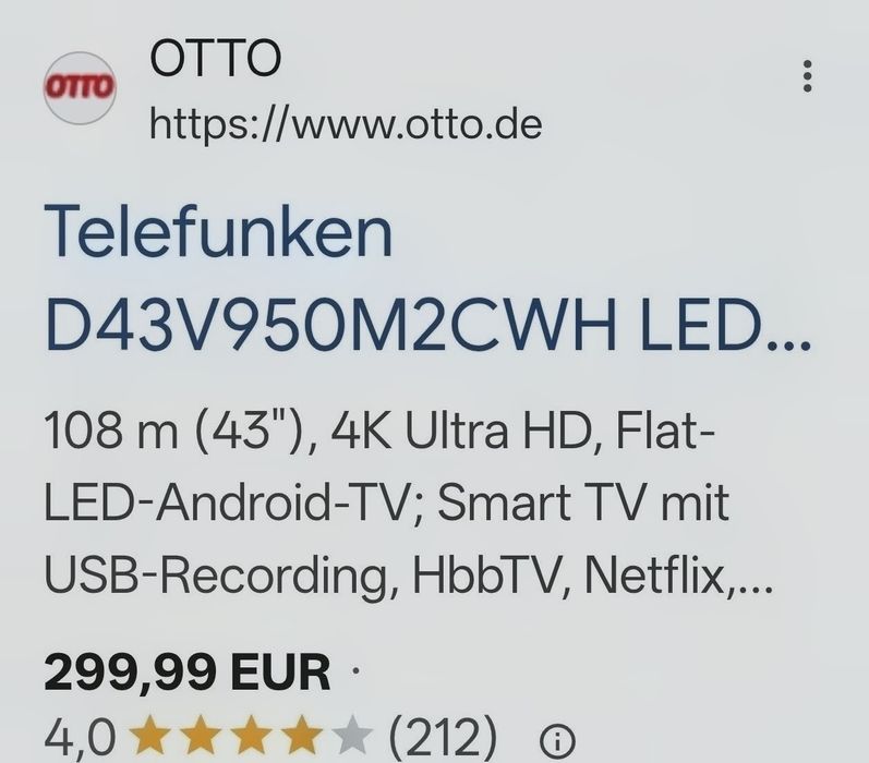Tv 109cm Telefunken nou Smart 4K ultra HD doar in Pitesti