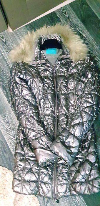Geaca iarna argintie cu blana