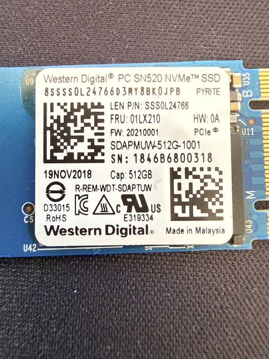 NVMe Western Digital 512 Gb