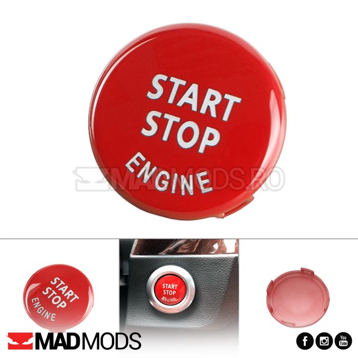 Buton pornire motor Start Stop Rosu Negru BMW E87 E90 E60 E84 E70 E71