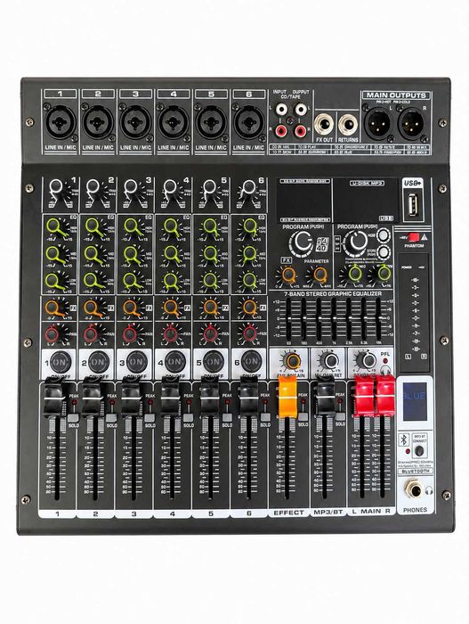 Mixer audio 2 x 450W 6 canale KTN6 Stereo canal 16 Efecte DSP cu amplificator Bluetooth USB Egalizator