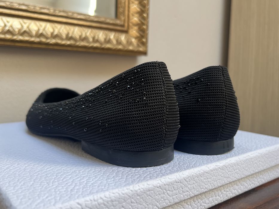 Pantofi (balerini) eleganți, Zara, negri & pietre decirative