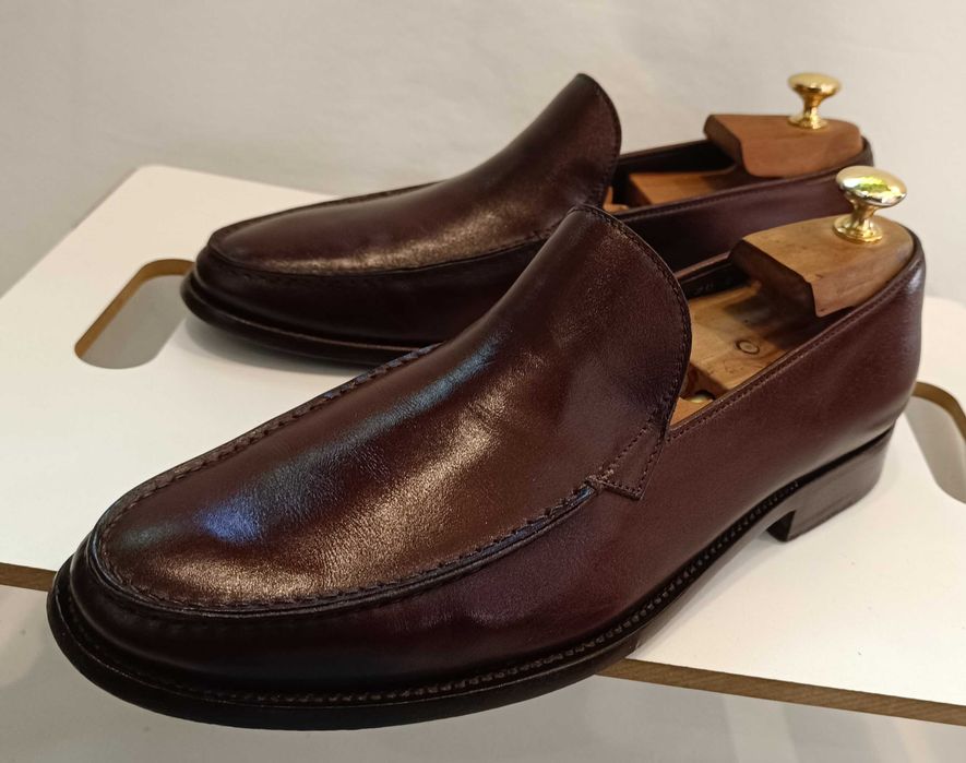 Pantofi loafer 42 42.5 de lux PRADA lucrati manual piele naturala maro