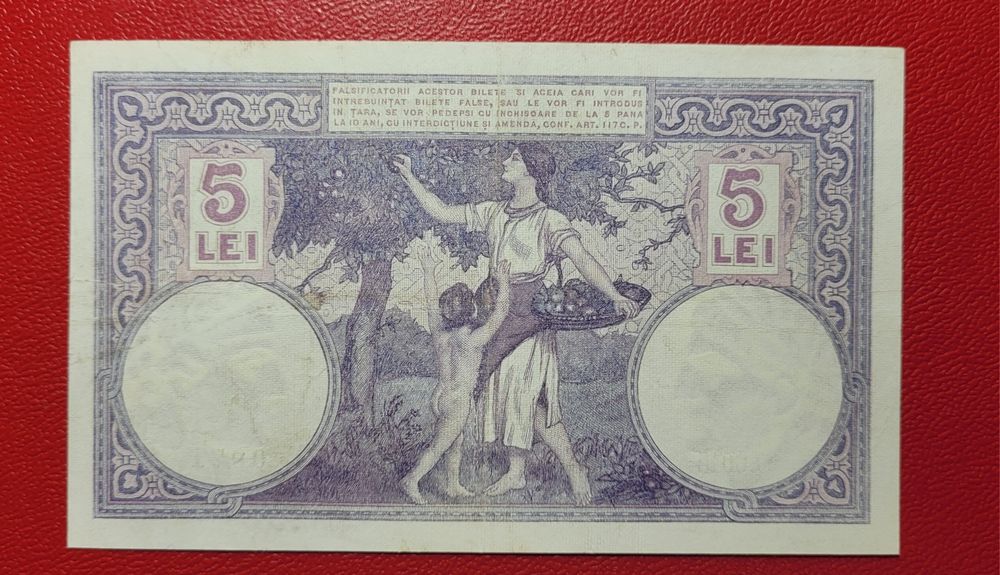 Bancnota 5 lei 1914 Piesa rara bani vechi
