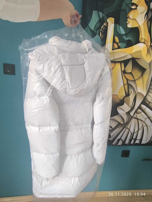 Tommy Jeans midi alaska puffer jacket in white