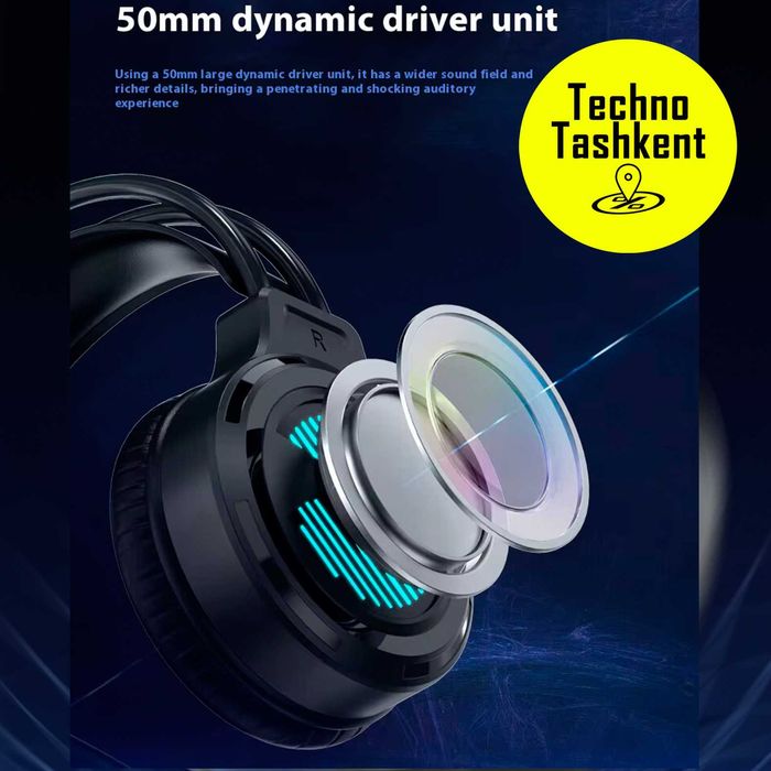 Проводные игровые наушники Aula S606B RGB, с микрофоном