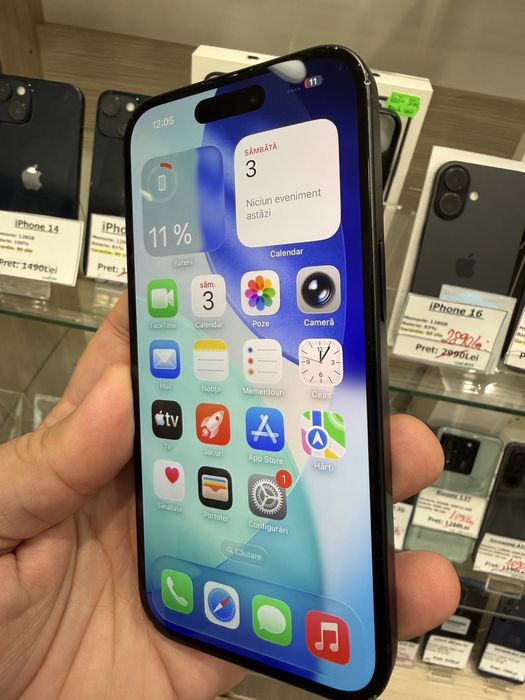 Telefon iphone 15 black 128gb baterie 100%