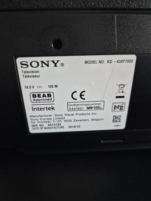 Sony Bravia KD - 43XF7005 - 108cm - Display spart