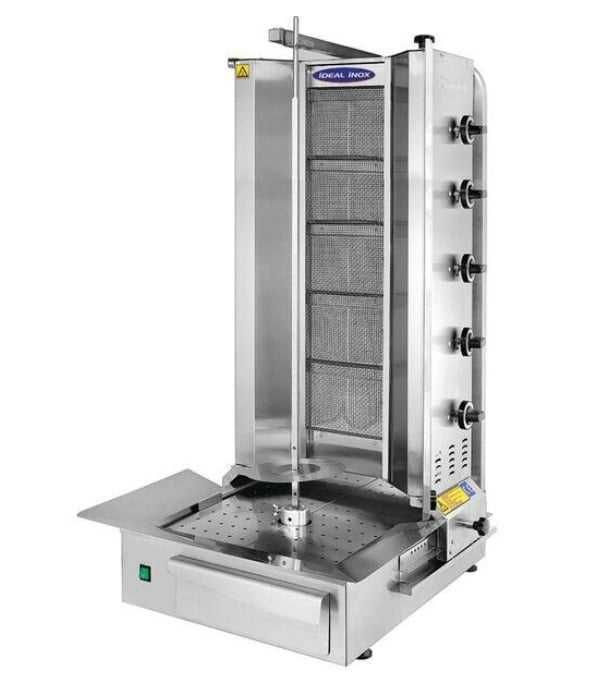 Rotisor profesional pentru shaorma, kebab, din inox, cu 5 arzătoare