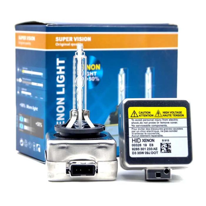 Set 2 becuri Xenon D3S White 35W, 6000K SuperVision UP +200%