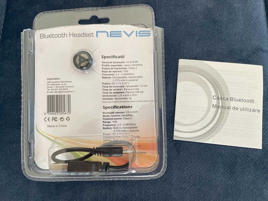 Cască bluetooth headset Nevis, Negru