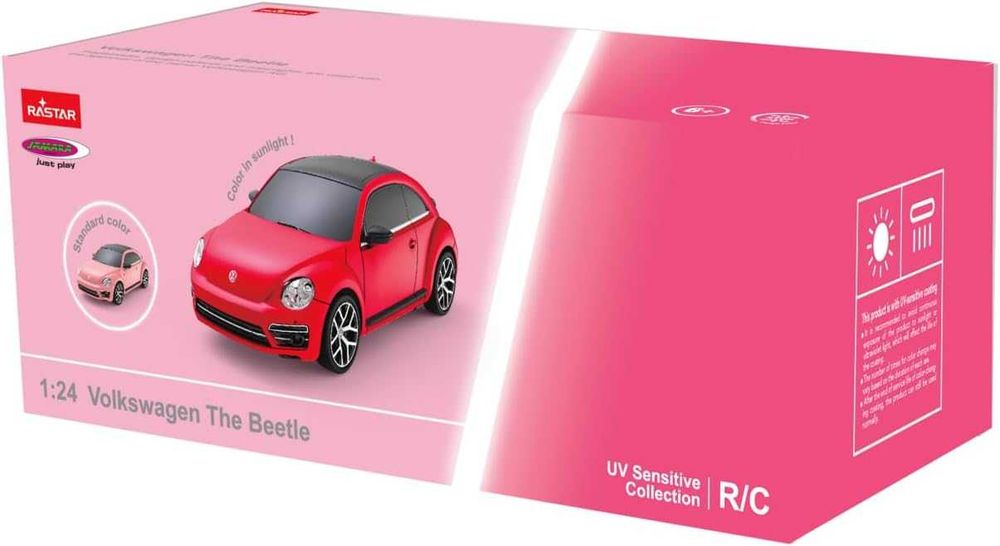 Розова кола с дистанционно Бийтъл VW Beetle 1:24 с промяна на цвета