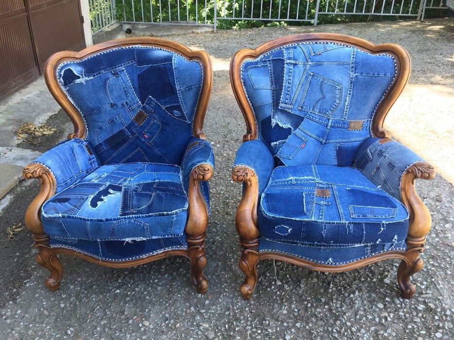 Дънкови мебели и възглавници за градинска мебел