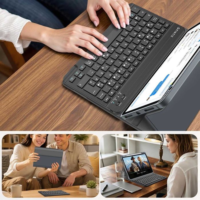 Husa Fintie cu tastatura iPad Air 4/5 10.9, QWERTZ, gri
