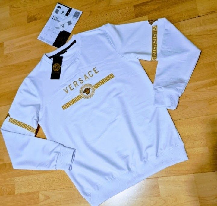 Bluza alba Versace, unisex, logo brodat, new model
