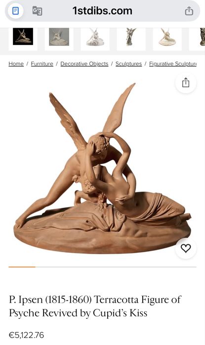 Statueta din teracota semnata P Ipsen sec 19  40/27 cm