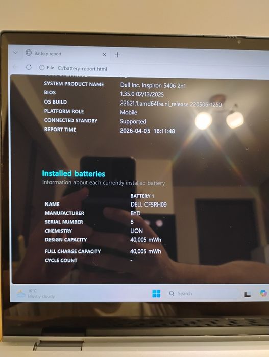 Dell Inspiron 5406 2в1 -i3-1115G4, 100% здраве на батерията