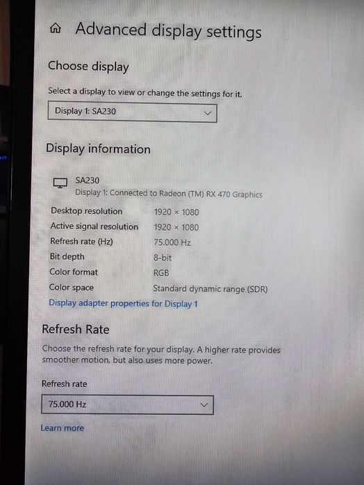 Acer SA230 | 75 Hz | IPS | 23 inch/58 cm | 1920x1080 |Full HD |2020 г.