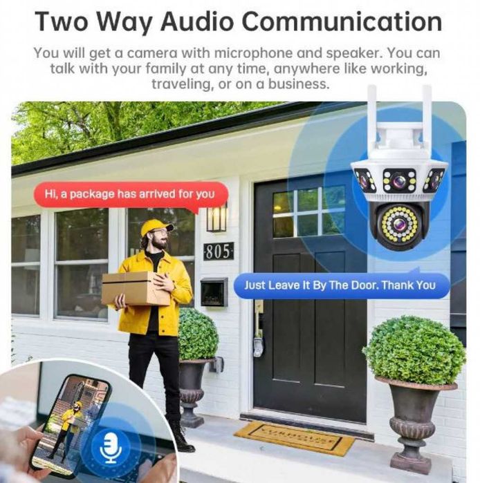 Пълноцветна панорамна 6K Wi-Fi камера за нощно виждане