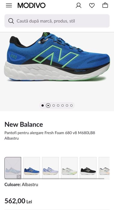 New Balance adidasi 680
Pantofi pentru alergare Fresh Foam 680 v8 M680LB8 Albastru
Pantofi pentru alergare Fresh Foam 680 v8 M680LB8 Albastru