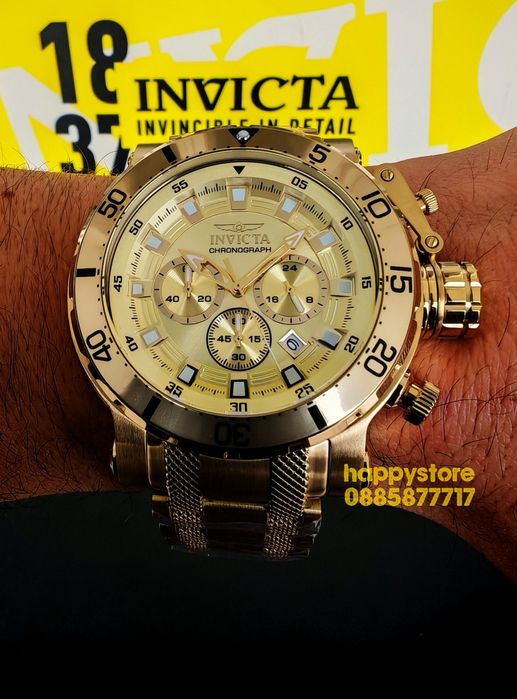 INVICTA Chronograph Full Metal Gold 52mm, Инвикта нов часовник