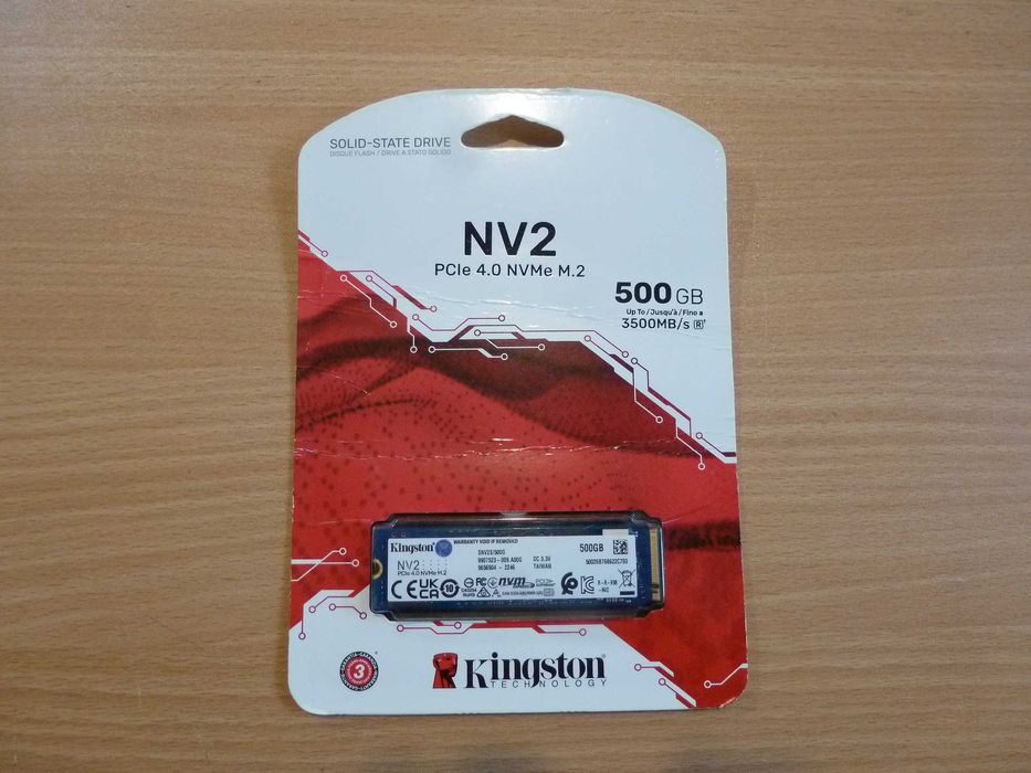 Нов 500 GB SSD Kingston NV2 PCIе 4.0 NVMe, TLC, с 3 години гаранция