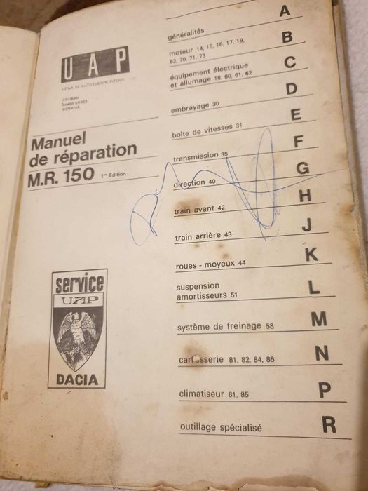 Manual de reparatii M.R.150 pentru Dacia 1300