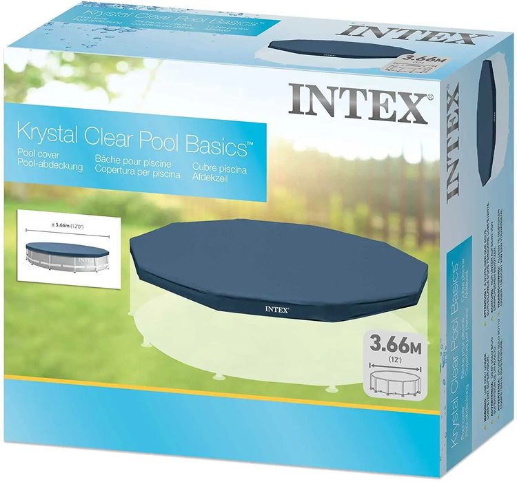 Покривало за басейн INTEX 28031, диаметър 366 см, PVC, лесен монтаж, ч