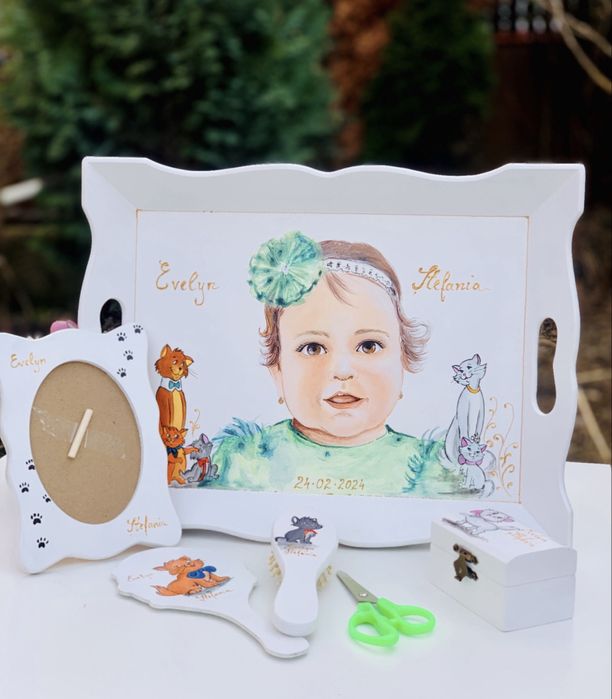 Set Mot/Turta Pictat Manual cu Portret Diverse Teme