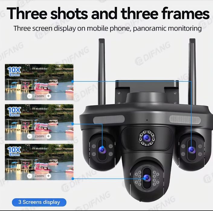 Камера видеонаблюдения для дома, уличная c WIFI 980° Ultra HD, 4 камер