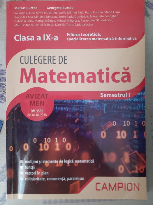 Culegere de matematică clasa a IX a ,matematică informatică