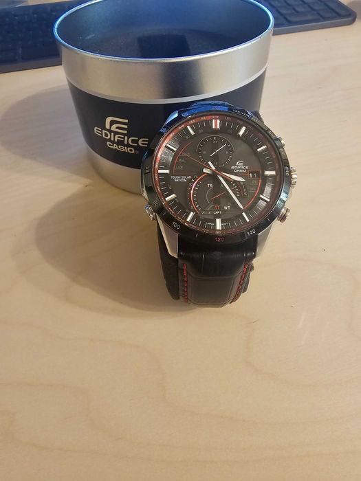 Casio Edifice EQS-A500B Tough Solar + премиум каишка Hirsch Grand Duke