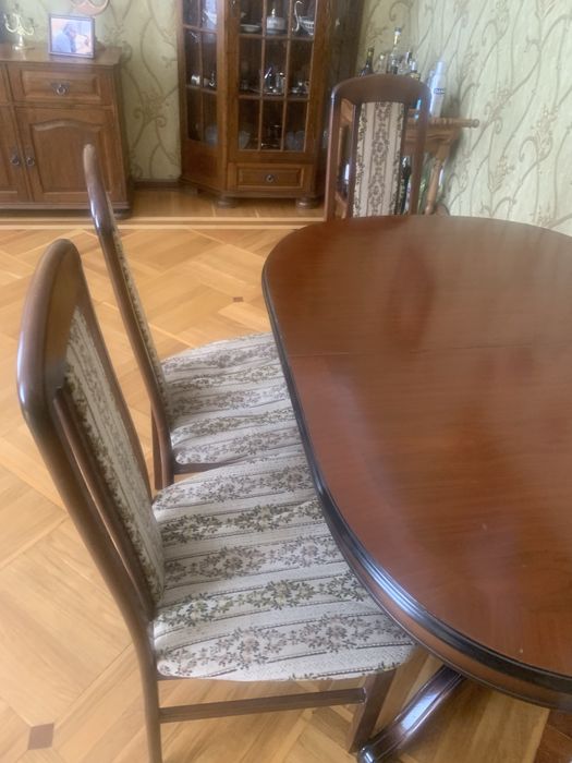 стулья стол  овальный дубвый раздвижной