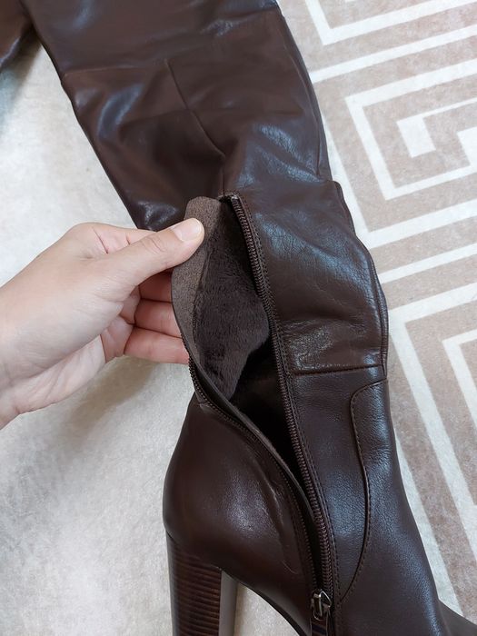 Новые ботфорты зима кожа