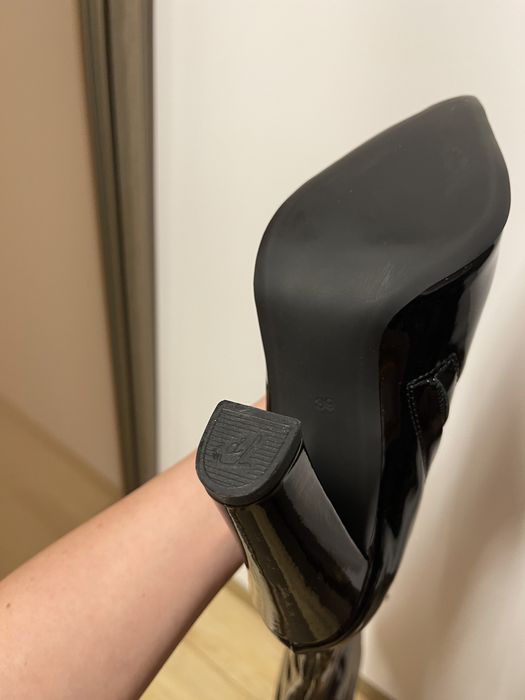 Vand cizme negre piele naturala lacuita