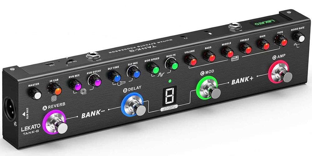LEKATO китарен ефект / педал с 36 пресета, редактируеми 4 модула...