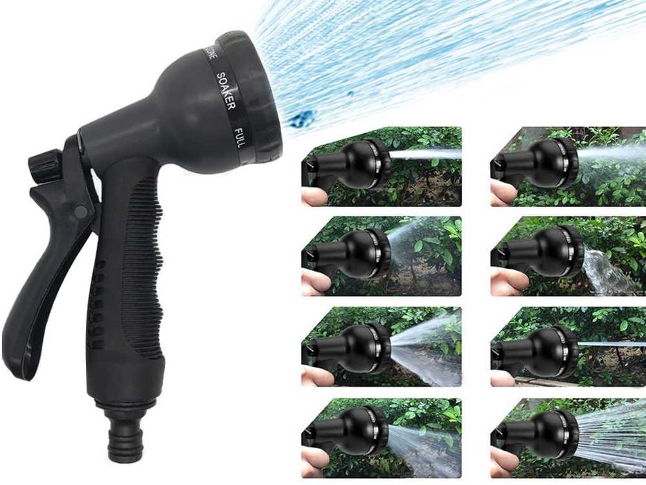 Градински маркуч с воден пистолет, 8 функции и дължина от 15 метра