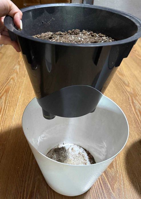 Горшок для цветов двойной с автополивом, кашпо, 5 л, белый (Россия)