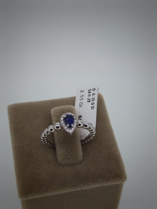 Inel aur 14k 2.55gr diamante naturale și safire (r)