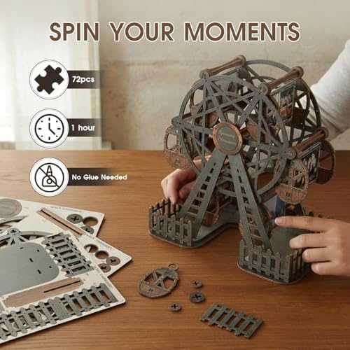 Нова Въртяща 3D рамка за снимки дървен DIY пъзел виенско колело идеален подарък